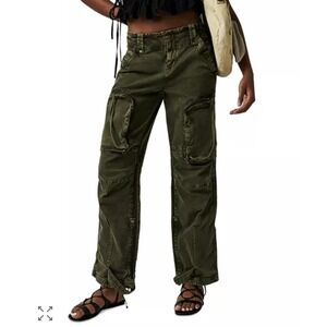 NWT Free People We The Free Can't Compare Slouch Pants Size S Army Green Grunge